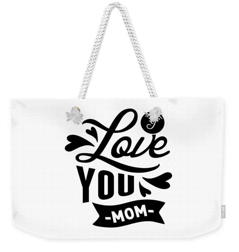 I Love You Mom with heart decorations modern style Weekender Tote Bag