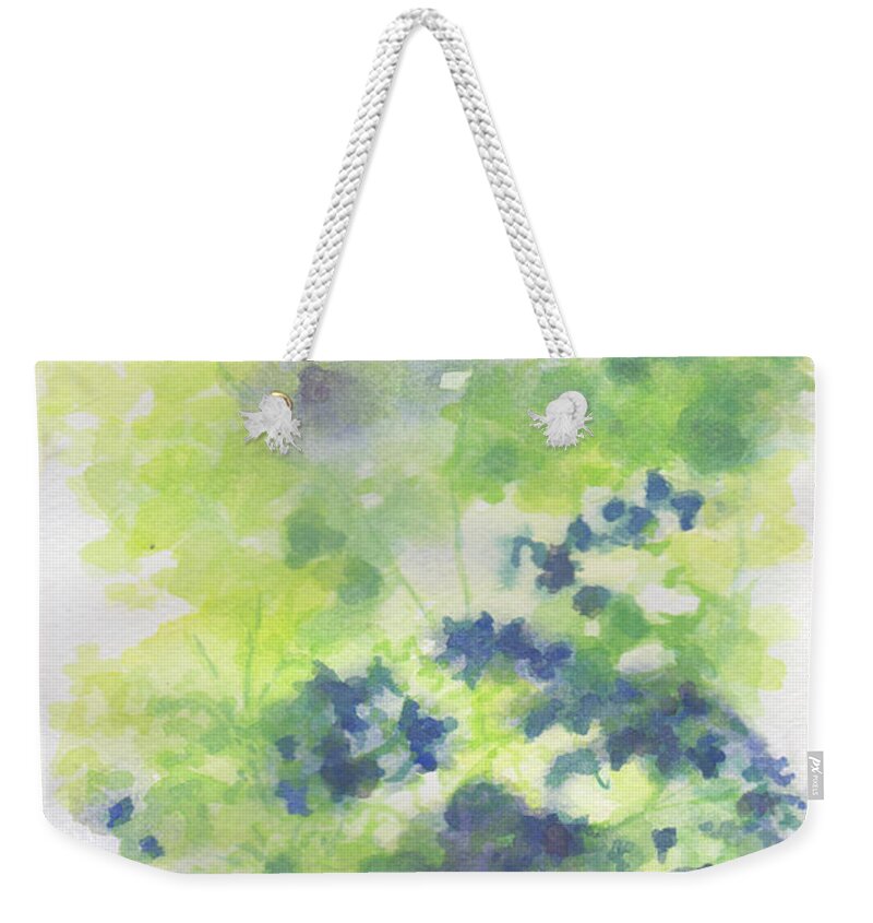 Hydrangea Weekender Tote Bag featuring the painting I See a Hydrangea by Anne Katzeff