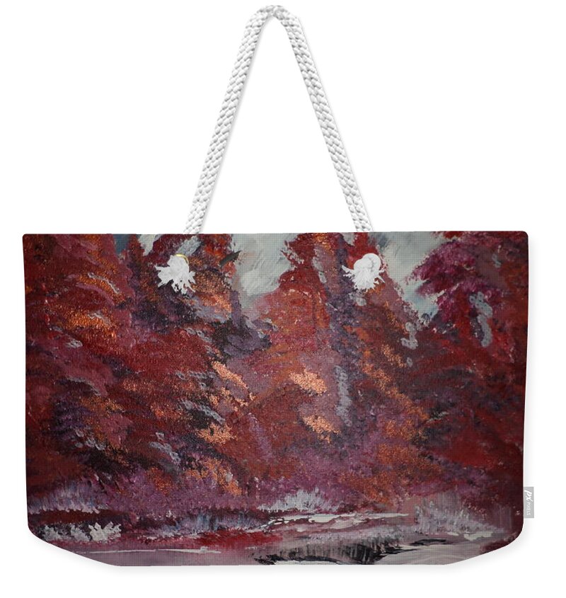 Donnsart1 Weekender Tote Bag featuring the painting I See Red Painting # 293 by Donald Northup