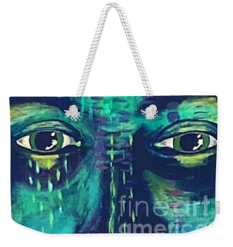 Eyes Weekender Tote Bag featuring the painting I see you by Sylvia Becker-Hill