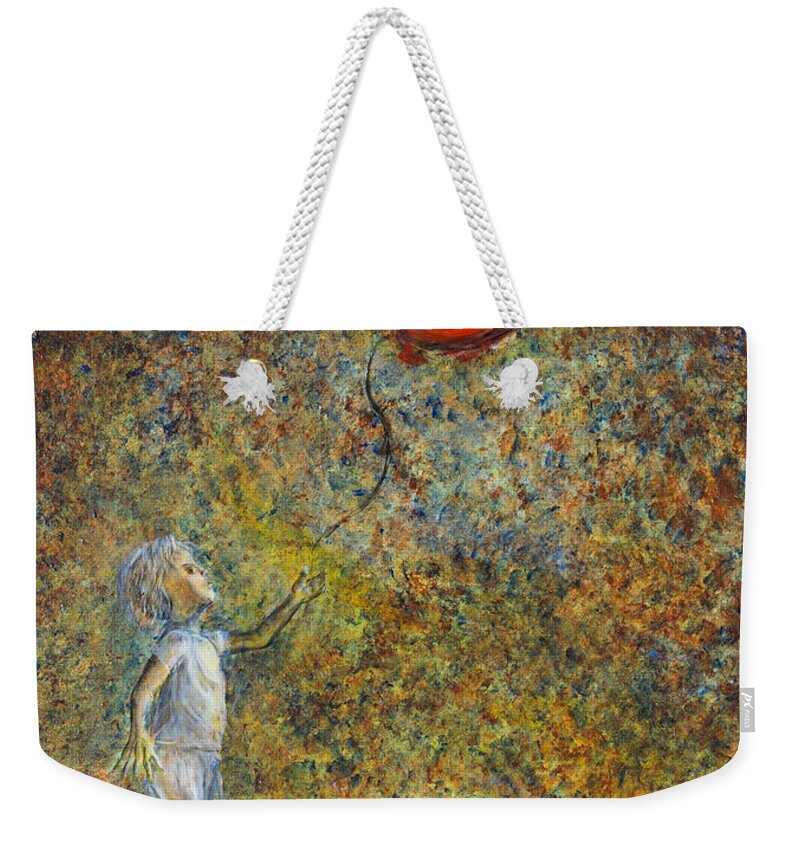 Child Weekender Tote Bag featuring the painting I Started A Joke pt I by Nik Helbig