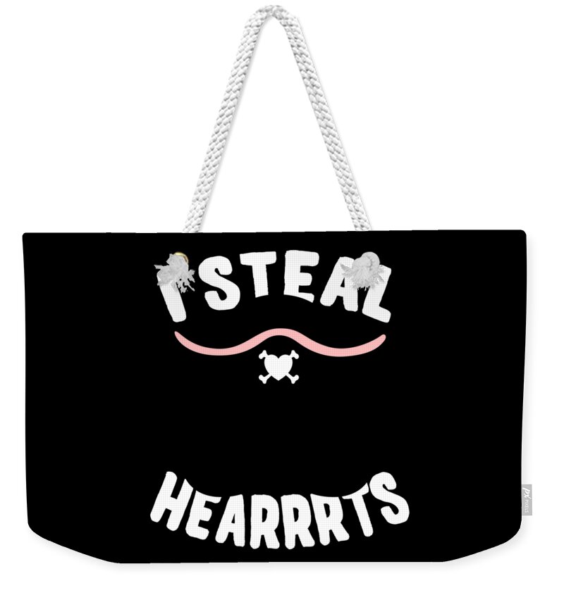 Cool Weekender Tote Bag featuring the digital art I Steal Hearrrts Valentines Pirate by Flippin Sweet Gear