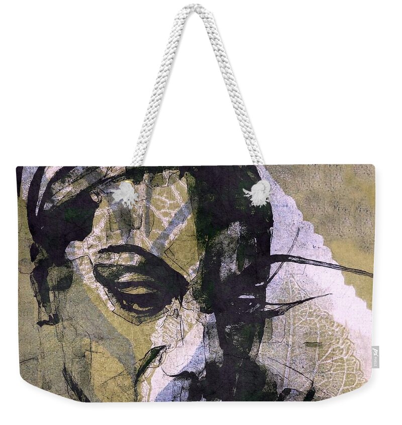 Nina Simone Weekender Tote Bag featuring the mixed media I want a little sugar in my bowl by Paul Lovering