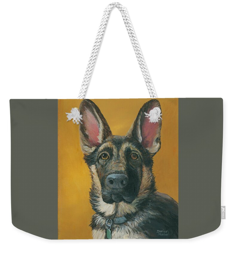 Dog Weekender Tote Bag featuring the painting Iashma by Darice Machel McGuire