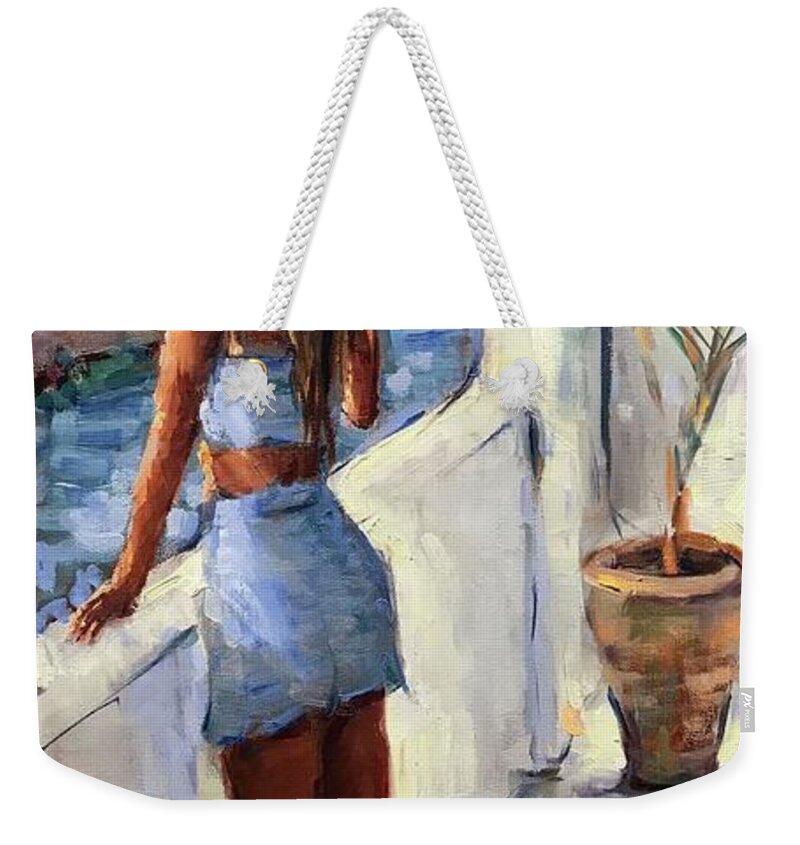Figurative Weekender Tote Bag featuring the painting Ibiza by Ashlee Trcka