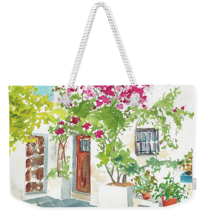 Impressionism Weekender Tote Bag featuring the painting Ibiza Courtyard by Pat Katz