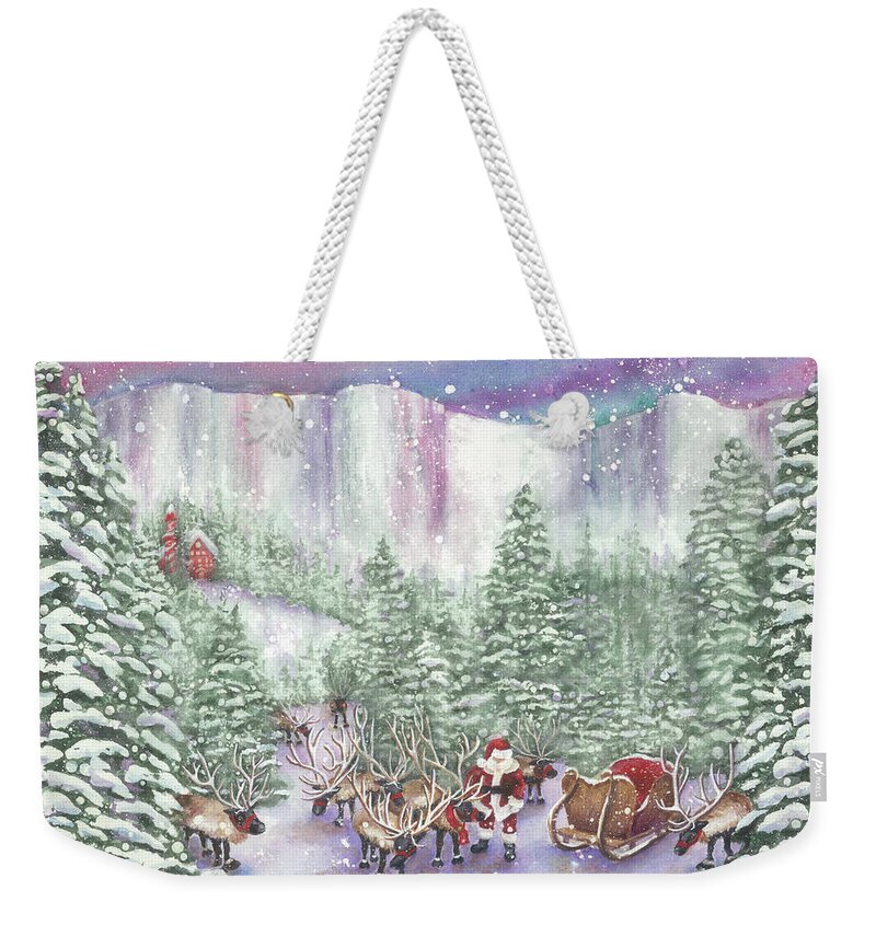 North Pole. Santa Claus Weekender Tote Bag featuring the painting Ice Cliff Concealment by Lori Taylor