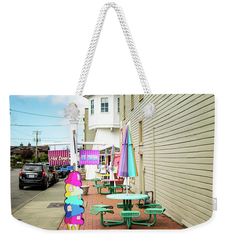 Ice Cream Cones And Hot Dogs Weekender Tote Bag featuring the photograph Ice Cream Cones and Hot Dogs by Tom Cochran
