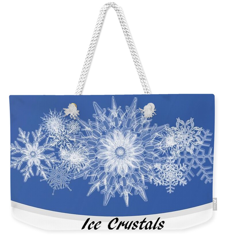 Ice Weekender Tote Bag featuring the mixed media Ice Crystals Blue by Nancy Ayanna Wyatt