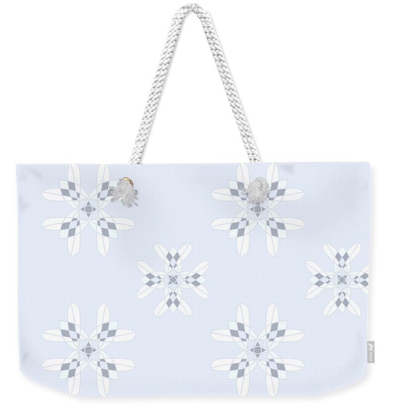 Ice Flowers Weekender Tote Bag featuring the digital art Ice Flowers - Abstract Patterns by Patricia Awapara