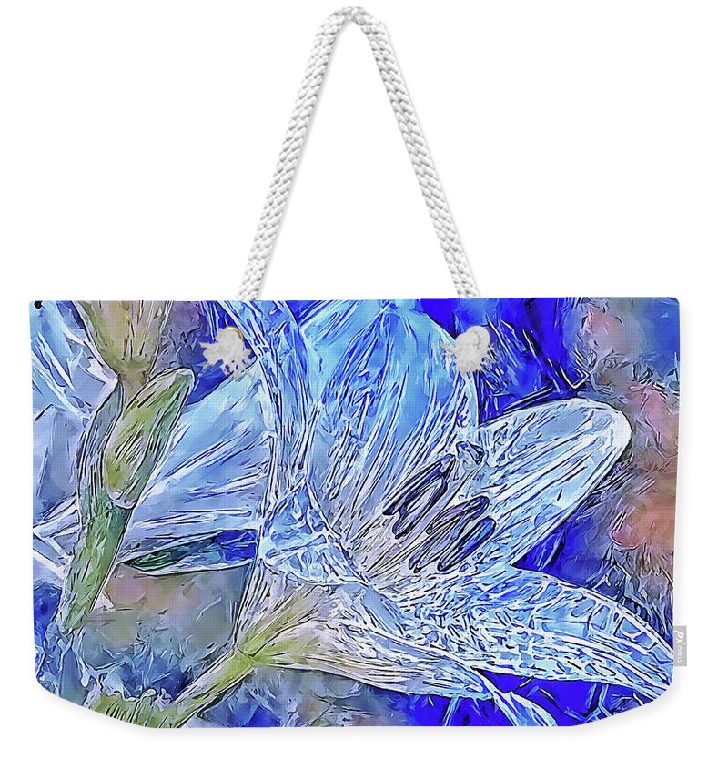 Lily Weekender Tote Bag featuring the digital art Ice Lily by Alex Mir