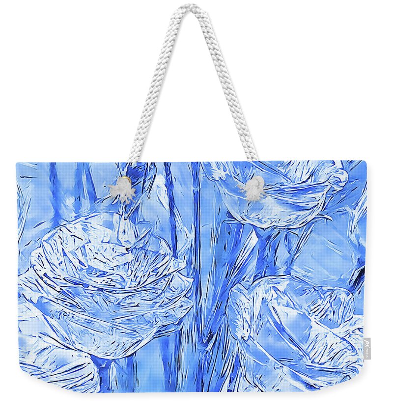 Lisianthus Weekender Tote Bag featuring the digital art Ice Lisianthus by Alex Mir