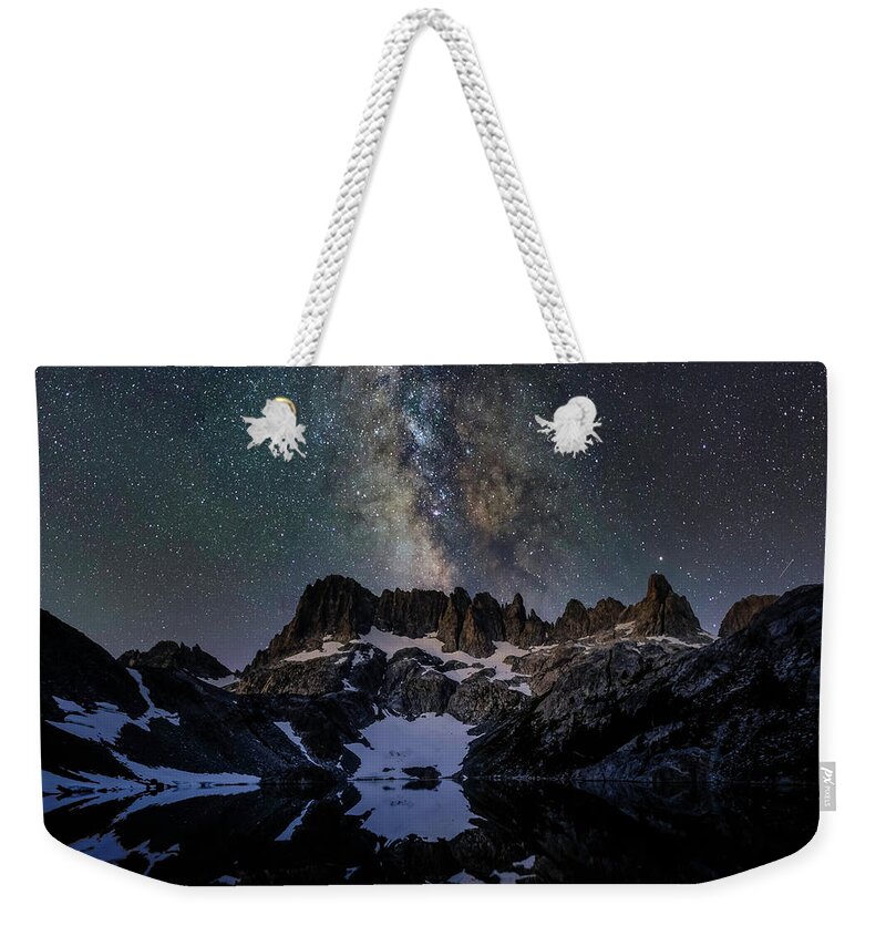 Landscape Weekender Tote Bag featuring the photograph Iceberg Lake Night Sky by Romeo Victor