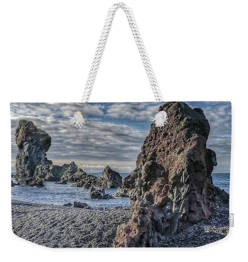 Iceland Weekender Tote Bag featuring the photograph Iceland beach by Yvonne Jasinski