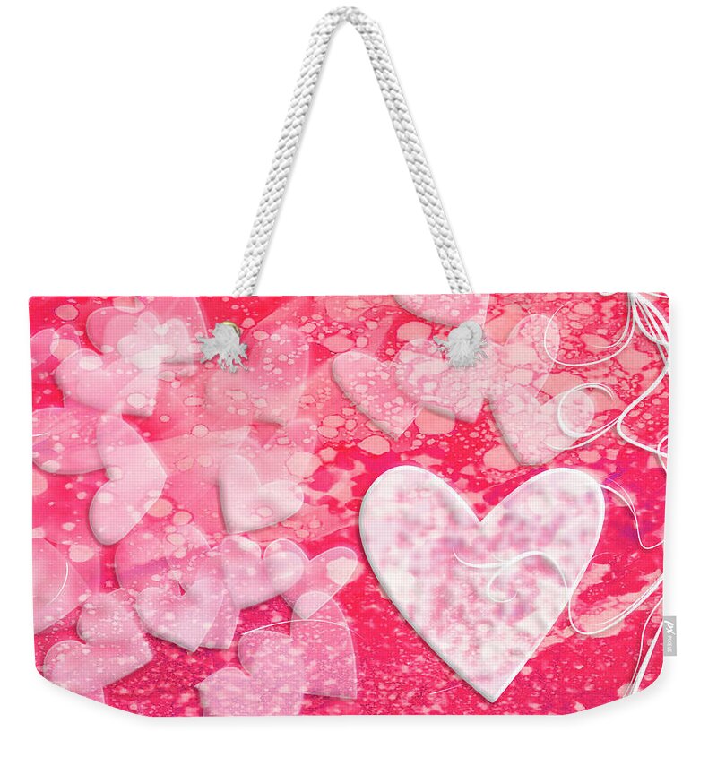 Hearts Weekender Tote Bag featuring the mixed media Icing on the Cake by Moira Law
