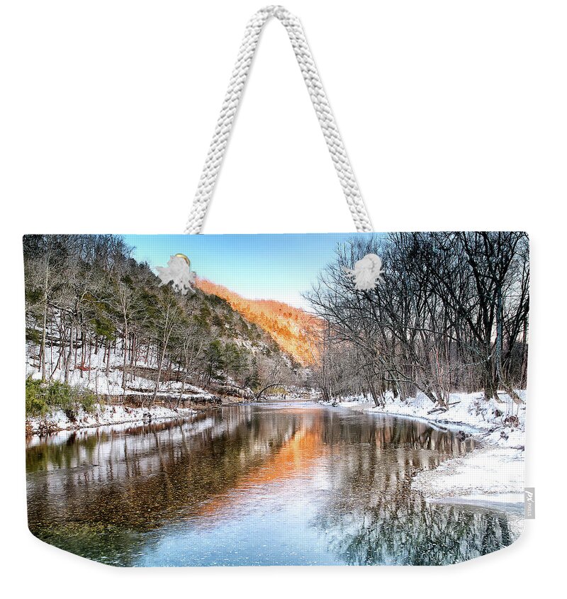 Buffalo National River Weekender Tote Bag featuring the photograph Icy Fire Water - Boxley Valley - Buffalo National River by William Rainey