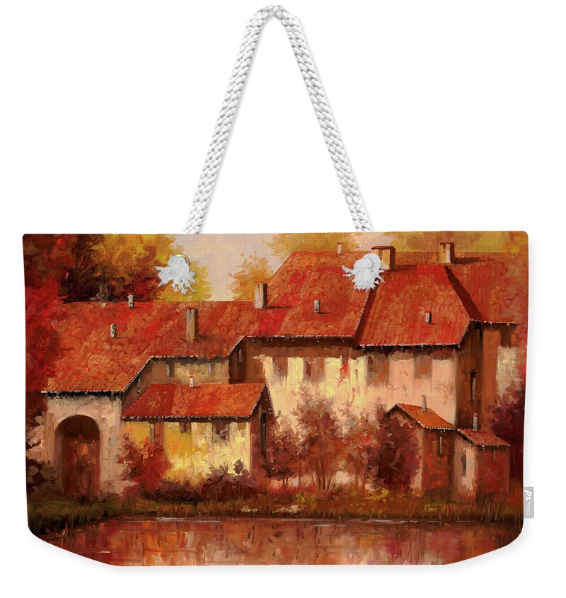 Landscape Weekender Tote Bag featuring the painting Il Borgo Rosso by Guido Borelli