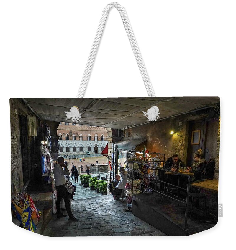 Il Campo Weekender Tote Bag featuring the photograph Il Campo Tourist Hub of Siena by Makiko Ishihara