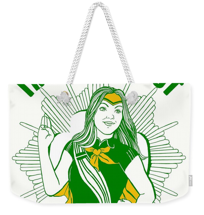 Girl Scout Weekender Tote Bag featuring the digital art I'm a Girl Scout, what's your Superpower? by Merana Cadorette