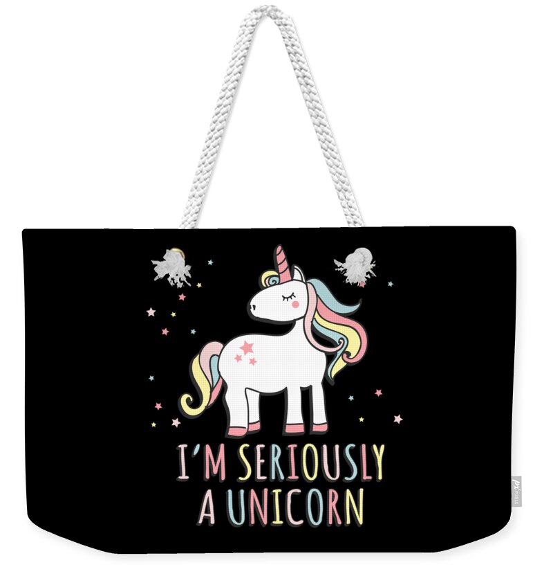 Rainbows Weekender Tote Bag featuring the digital art Im Seriously a Unicorn by Flippin Sweet Gear