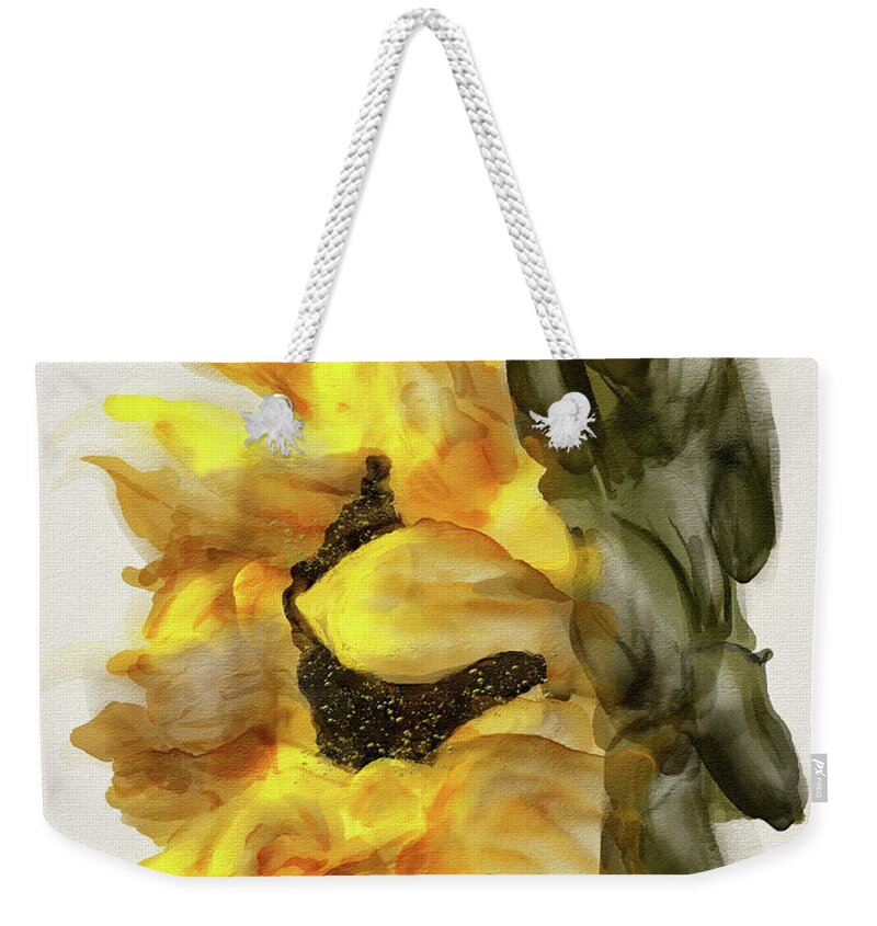 Sunflower Weekender Tote Bag featuring the digital art Sunflower In Profile by Lois Bryan
