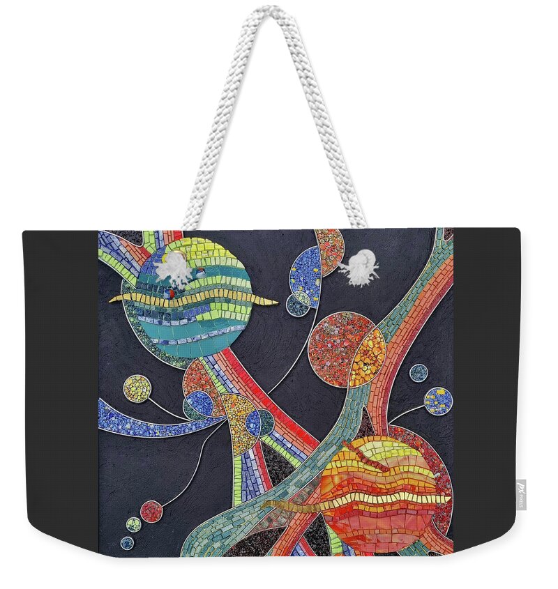 Mosaic Weekender Tote Bag featuring the glass art In Another Galaxy by Adriana Zoon