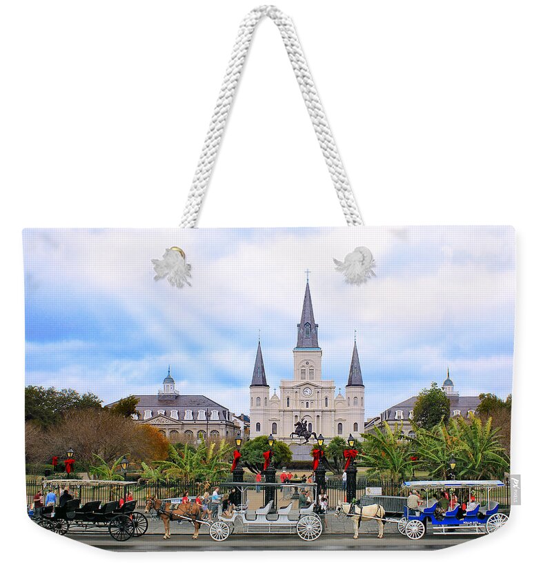 New Orleans Weekender Tote Bag featuring the photograph In Christmas Mist by Iryna Goodall