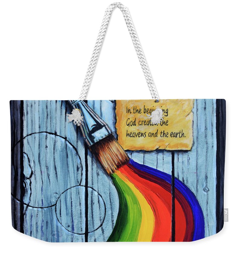 Still Life Weekender Tote Bag featuring the painting In The Beginning by John Lautermilch