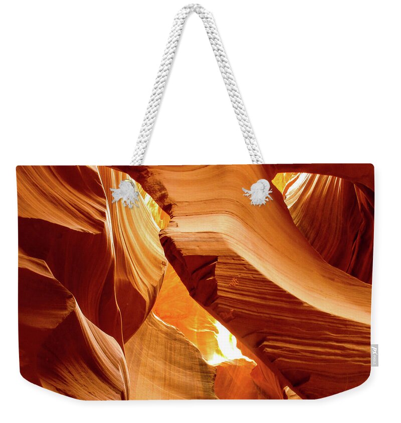 Antelope Canyon Weekender Tote Bag featuring the photograph In The Desert There Is Only Sand - Antelope Canyon. Page, Arizona by Earth And Spirit