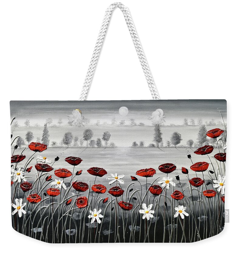 Red Poppies Weekender Tote Bag featuring the painting In the Distance by Amanda Dagg