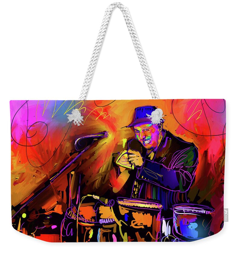Jorge Bermudez Weekender Tote Bag featuring the painting In The Percussion Zone by DC Langer