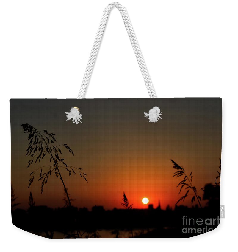 Nature Weekender Tote Bag featuring the photograph In the Vermilion Fields of Twilight by Leonida Arte