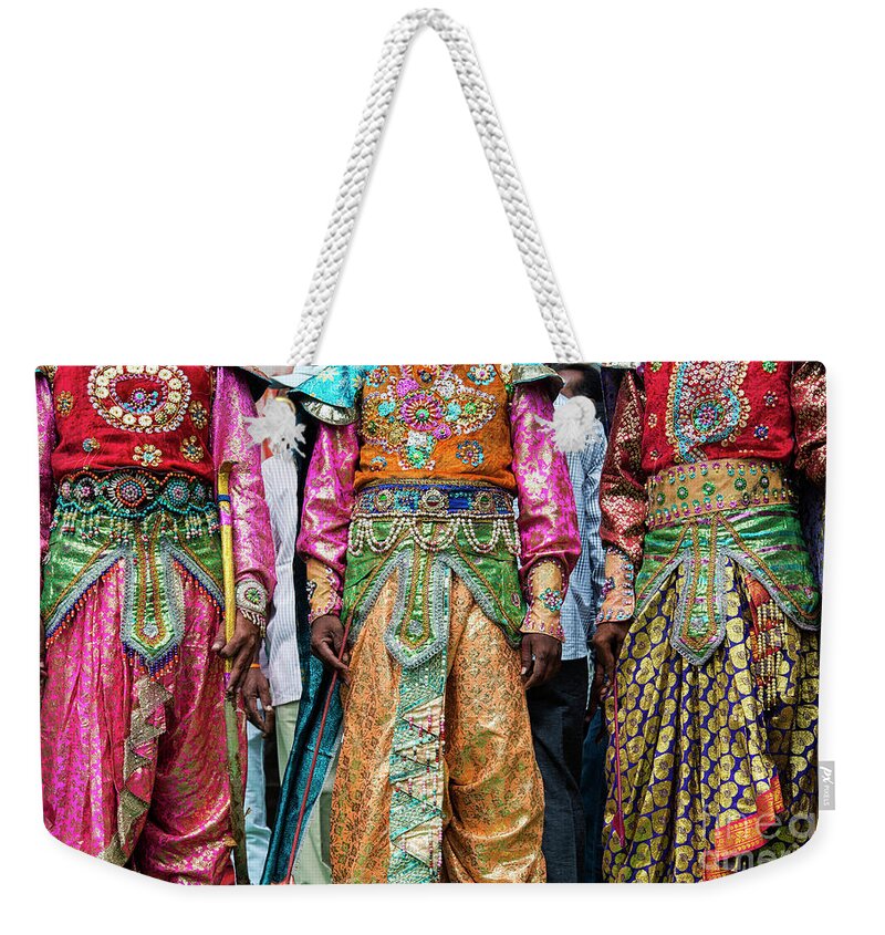 India Weekender Tote Bag featuring the photograph Indian Costumes by Tim Gainey