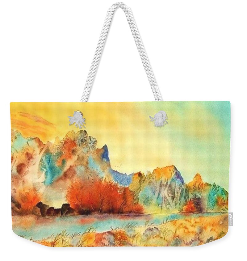 Watercolor Weekender Tote Bag featuring the painting Indian Summer by Bill Searle