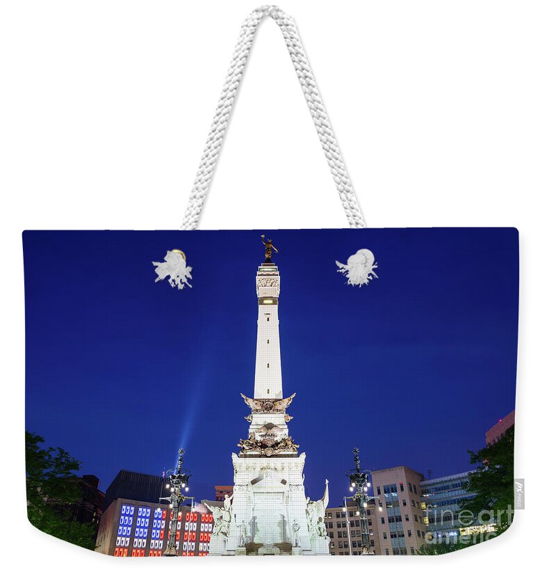 2015 Weekender Tote Bag featuring the photograph Indianapolis Indiana Soldiers and Sailors Monument at Night Phot by Paul Velgos