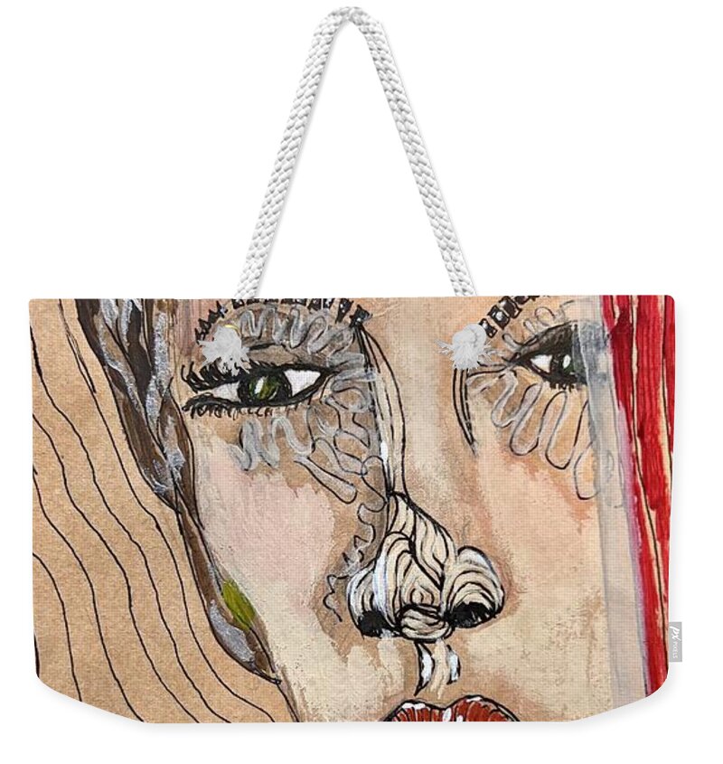  Weekender Tote Bag featuring the painting Indiscretion by Theresa Marie Johnson