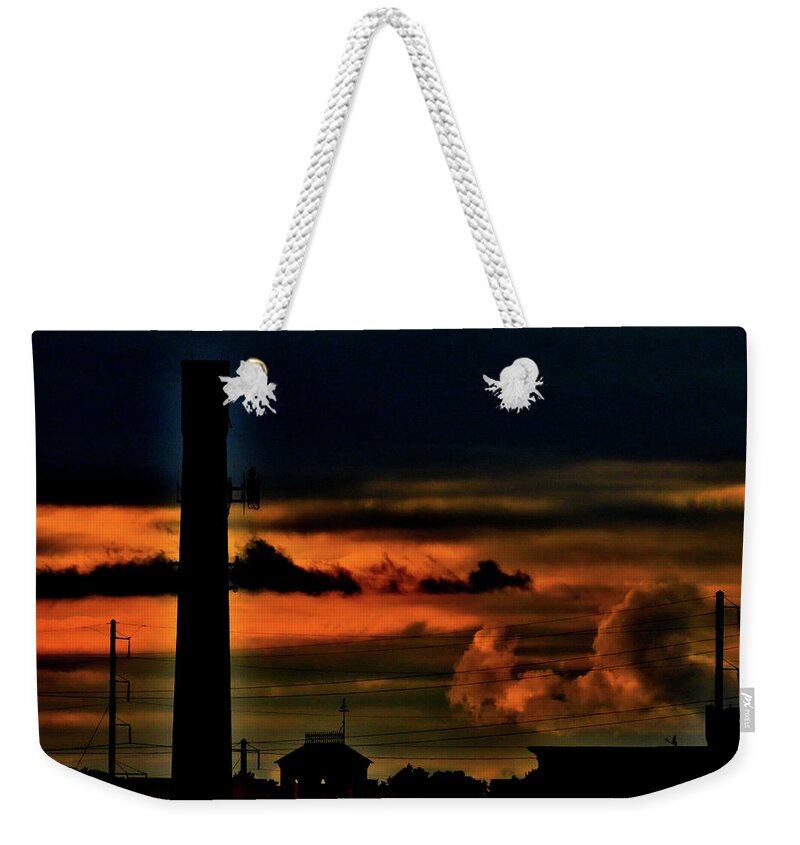 Industrial Weekender Tote Bag featuring the photograph Industrial Landscape at Sundown by Linda Stern