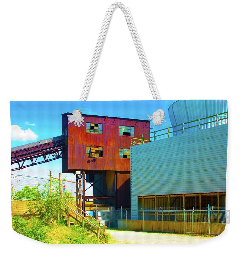 Architecture Weekender Tote Bag featuring the photograph Industrial Power Plant Architectural Landscape by Patrick Malon