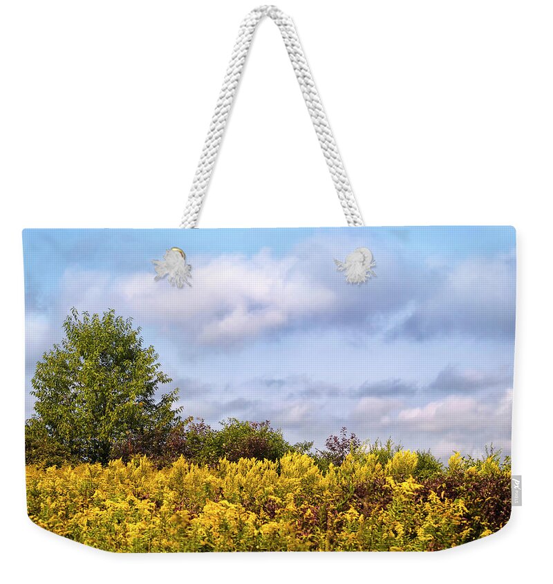 Fall Weekender Tote Bag featuring the photograph Infinite Gold Sunlight Landscape by Christina Rollo