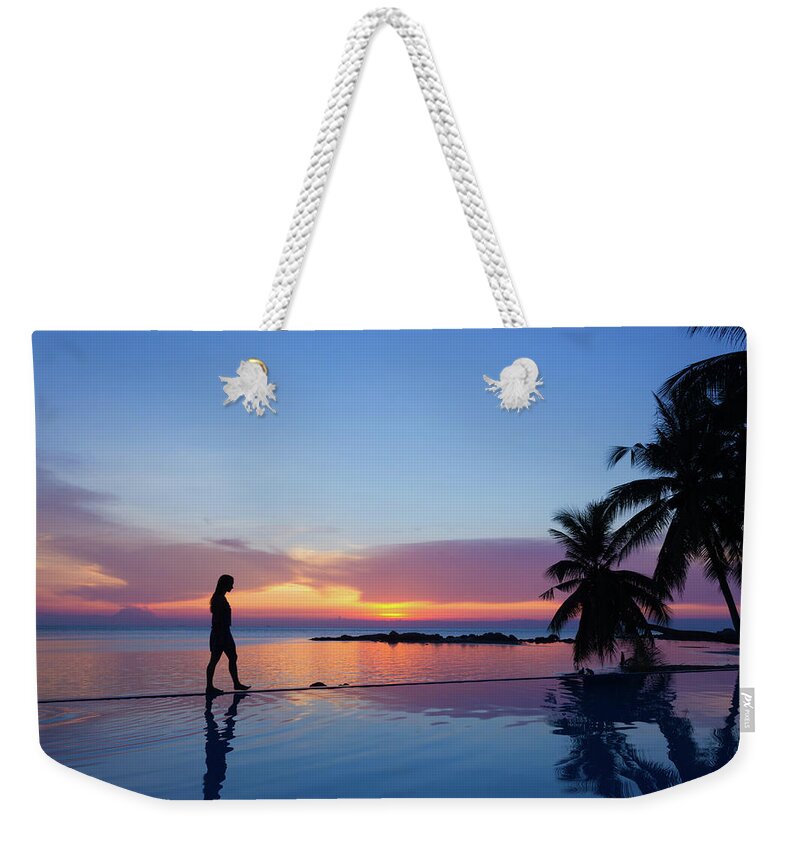 Beauty Weekender Tote Bag featuring the photograph Infinity Sunset Walk by Josu Ozkaritz