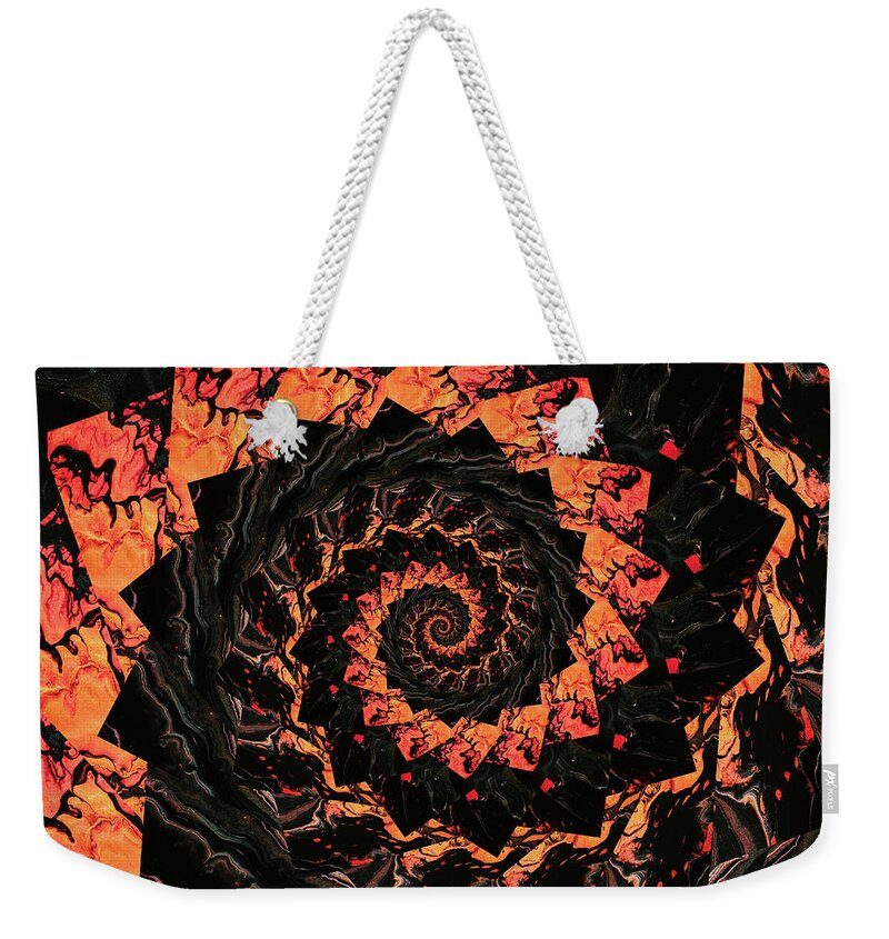 Endless Weekender Tote Bag featuring the digital art Infinity Tunnel Spiral Lava 4 by Pelo Blanco Photo