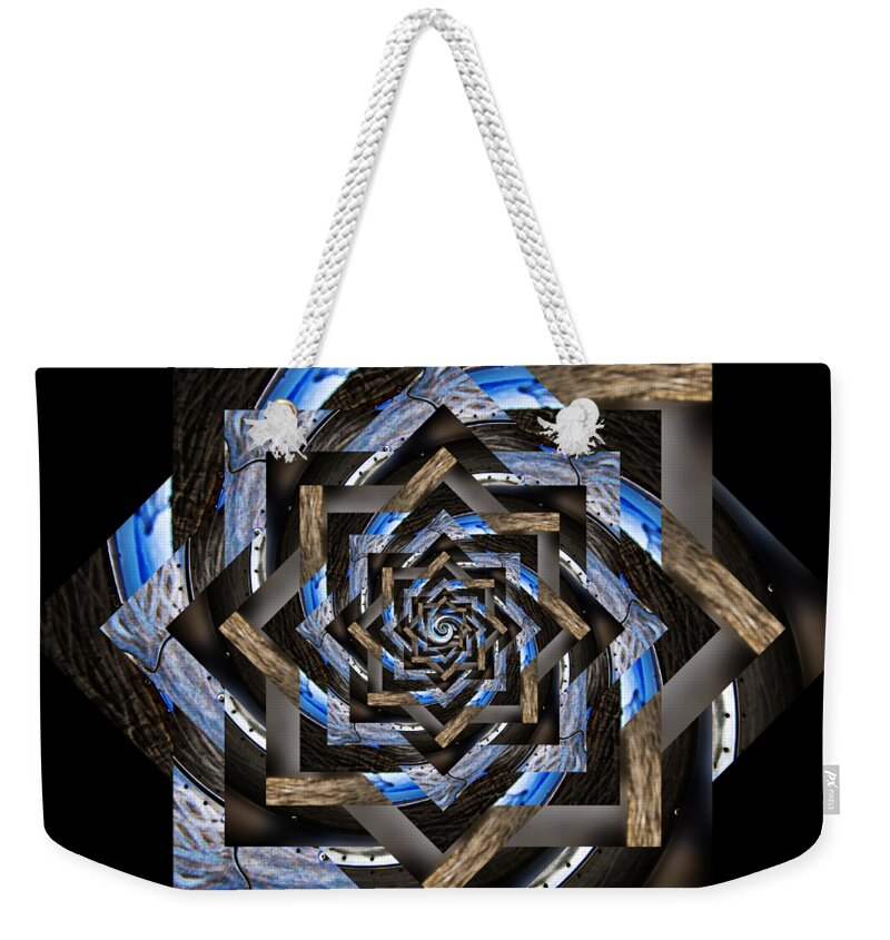 Endless Weekender Tote Bag featuring the digital art Infinity Tunnel Star Salmon Waves 2 Sans Border by Pelo Blanco Photo