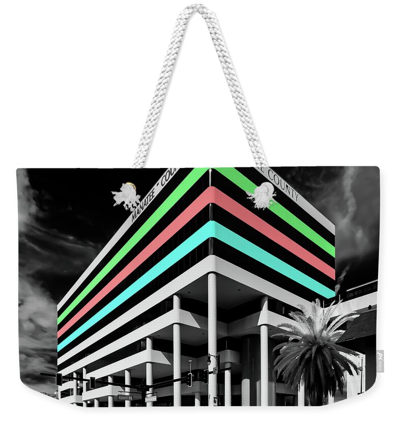 Infrared Weekender Tote Bag featuring the photograph Infrared Color Striped Office Building by Rolf Bertram