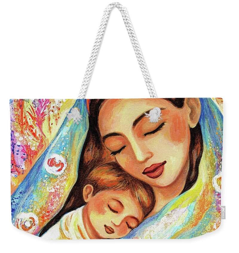 Mother And Child Weekender Tote Bag featuring the painting Inner Silence by Eva Campbell