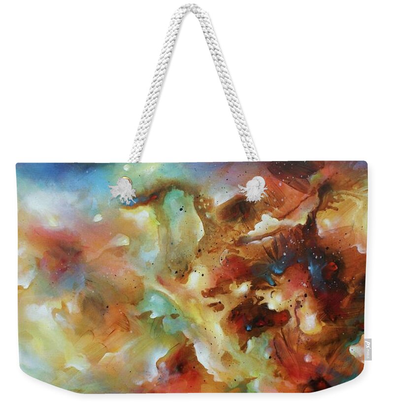 Abstract Weekender Tote Bag featuring the painting Outside In by Michael Lang