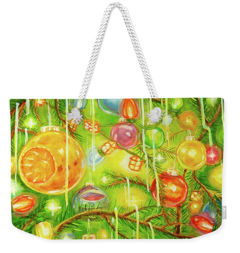Christmas Weekender Tote Bag featuring the painting Inside the Christmas tree by Brett Hardin