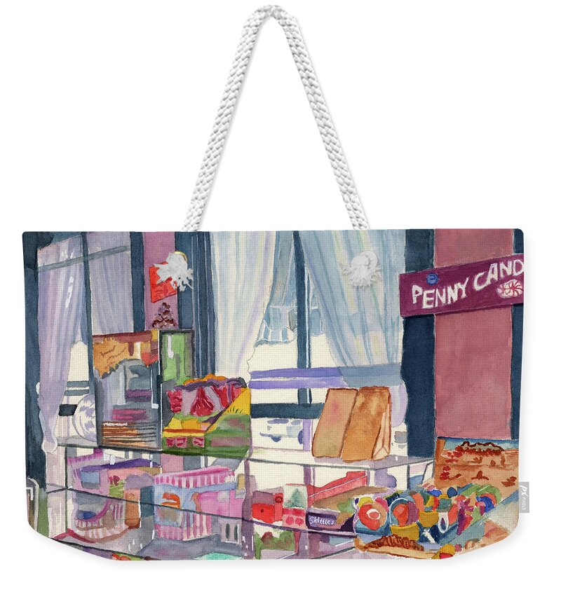 The Guzzle Weekender Tote Bag featuring the painting Inside the Guzzle by Lynne Reichhart