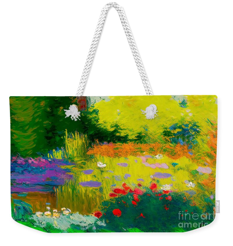 Gardens Weekender Tote Bag featuring the mixed media Inspired by Monet by Binka Kirova