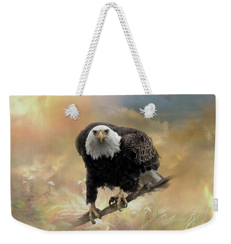 Eagle Weekender Tote Bag featuring the photograph Intense Eagle Stare by Patti Deters