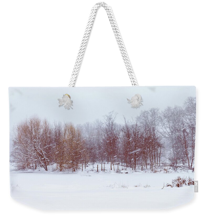 Snow Weekender Tote Bag featuring the photograph Into the Brooklyn Winter Storm by Auden Johnson